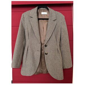 Mango brown houndstooth suit jacket